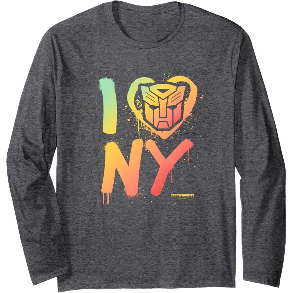 image:imageTransformers Rise of the Beasts I Heart NY Retro Graffiti Long Sleeve TShirtDark Heather Grey