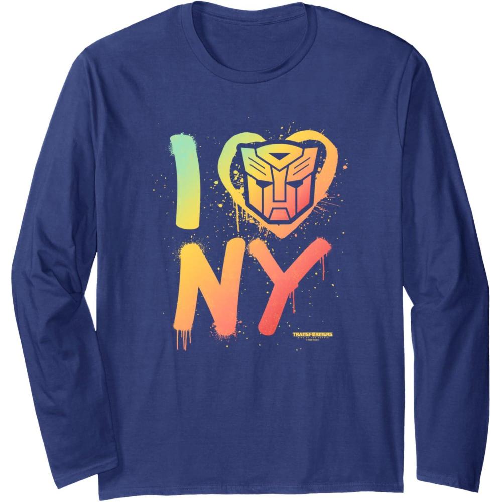 image:imageTransformers Rise of the Beasts I Heart NY Retro Graffiti Long Sleeve TShirtNavy Blue