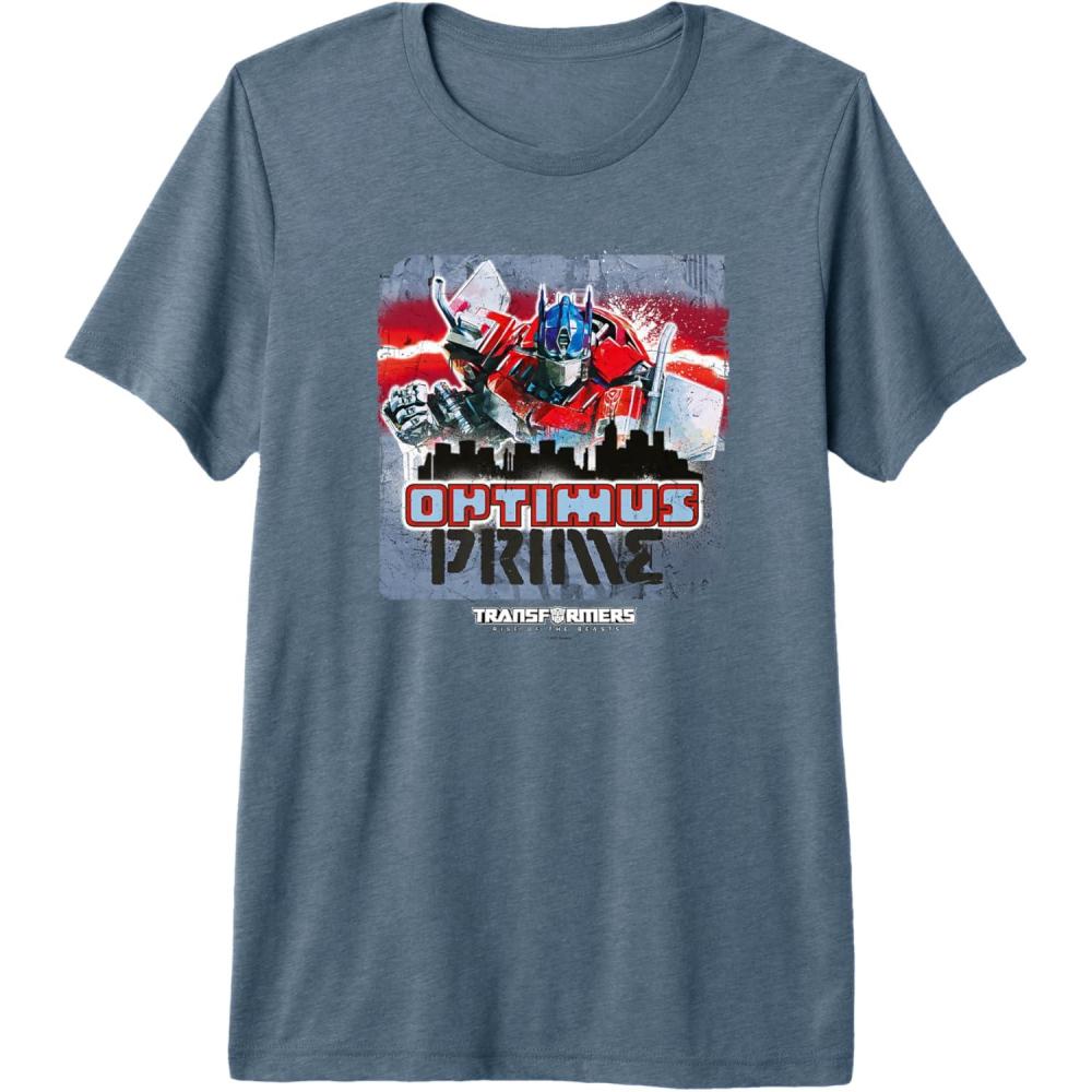 image:imageTransformers Rise of the Beasts Optimus Distressed Shot Premium TShirtSlate Grey