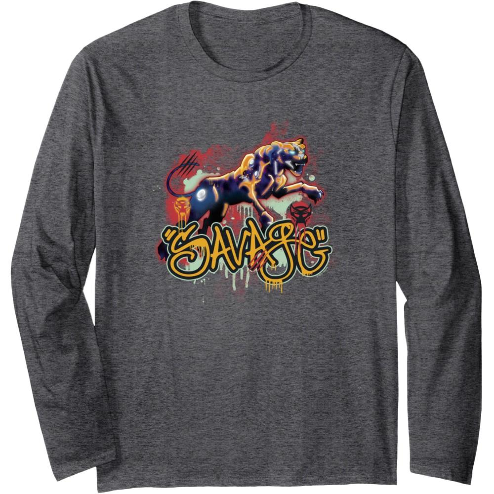 image:imageTransformers Rise of the Beasts Savage Cheetor Graffiti Long Sleeve TShirtDark Heather Grey
