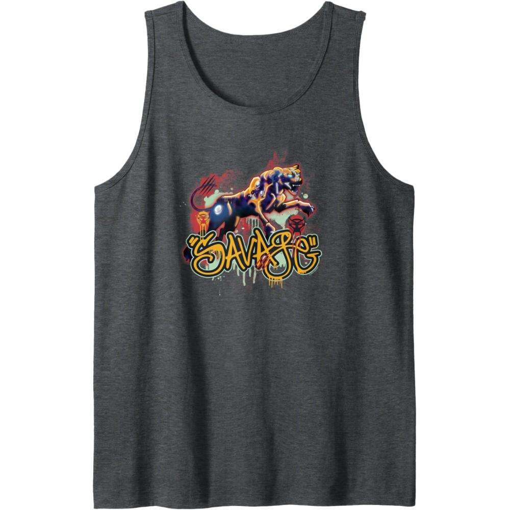 image:imageTransformers Rise of the Beasts Savage Cheetor Graffiti Tank TopDark Heather Grey