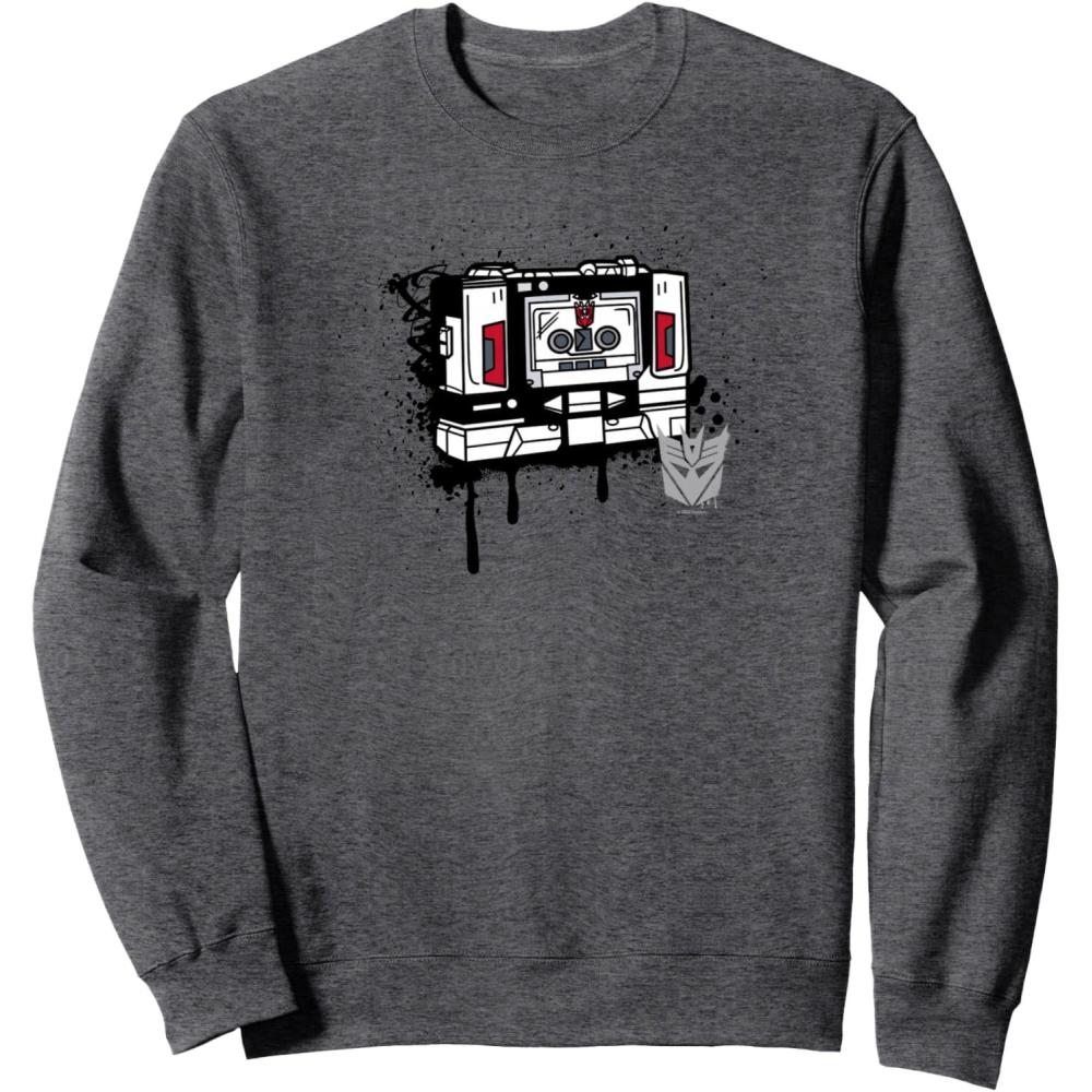 image:imageTransformers Soundwave Tape Cassette Player Form Graffiti SweatshirtDark Heather Grey