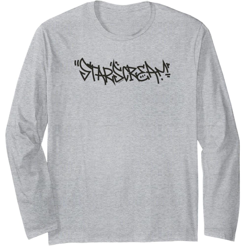 image:imageTransformers Starscream Urban Style Graffiti Text Logo Long Sleeve TShirtHeather Grey