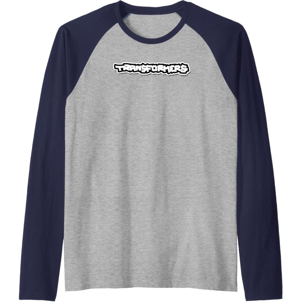 image:imageTransformers Urban Style Graffiti Text Logo Raglan Baseball TeeNavy BlueAthletic Heather