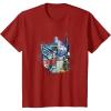 Kids Transformers: Rise of the Beasts Split Face Optimus Art T-Shirt(Cranberry Red)