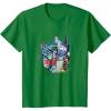 Kids Transformers: Rise of the Beasts Split Face Optimus Art T-Shirt(Kelly Green)