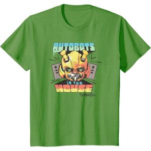 Kids Transformers: Rise of the Beasts Autobots In The House Retro T-Shirt(Grass Green)