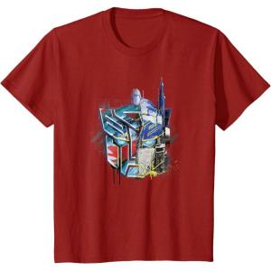 Kids Transformers: Rise of the Beasts Split Face Optimus Art T-Shirt(Cranberry Red)
