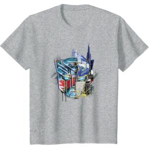 Kids Transformers: Rise of the Beasts Split Face Optimus Art T-Shirt(Heather Grey)