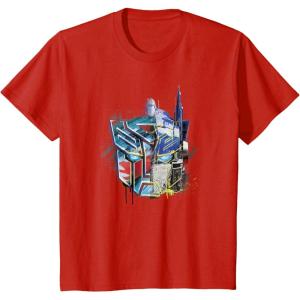 Kids Transformers: Rise of the Beasts Split Face Optimus Art T-Shirt(Red)