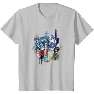 Kids Transformers: Rise of the Beasts Split Face Optimus Art T-Shirt(Silver Grey)