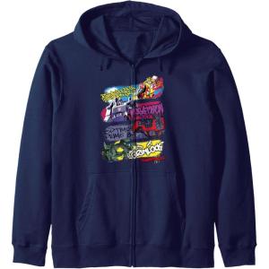 Transformers Classic Characters Graffiti Panels Mashup Zip Hoodie(Navy Blue)