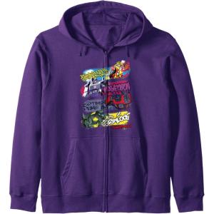 Transformers Classic Characters Graffiti Panels Mashup Zip Hoodie(Purple)