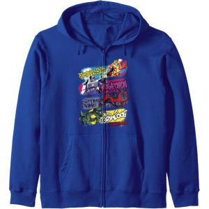 Transformers Classic Characters Graffiti Panels Mashup Zip Hoodie(Royal Blue)