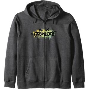 Transformers Grimlock Urban Style Graffiti Text Logo Zip Hoodie(Dark Heather Grey)