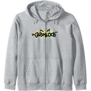 Transformers Grimlock Urban Style Graffiti Text Logo Zip Hoodie(Heather Grey)