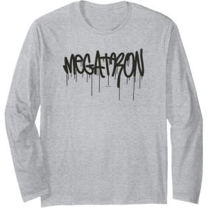Transformers Megatron Dripping Graffiti Text Logo Long Sleeve T-Shirt(Heather Grey)