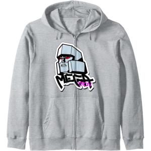 Transformers Megatron Urban Style Head Portrait Zip Hoodie(Heather Grey)