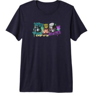 Transformers Optimus Prime Vs. Megatron Retro Graffiti Paint Premium T-Shirt(Navy Blue)