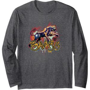 Transformers: Rise of the Beasts Savage Cheetor Graffiti Long Sleeve T-Shirt(Dark Heather Grey)