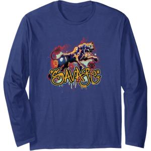 Transformers: Rise of the Beasts Savage Cheetor Graffiti Long Sleeve T-Shirt(Navy Blue)