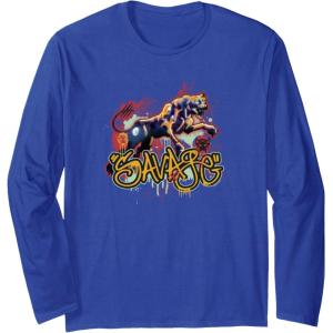 Transformers: Rise of the Beasts Savage Cheetor Graffiti Long Sleeve T-Shirt(Royal Blue)