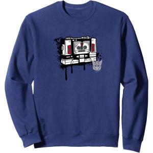 Transformers Soundwave Tape Cassette Player Form Graffiti Sweatshirt(Navy Blue)