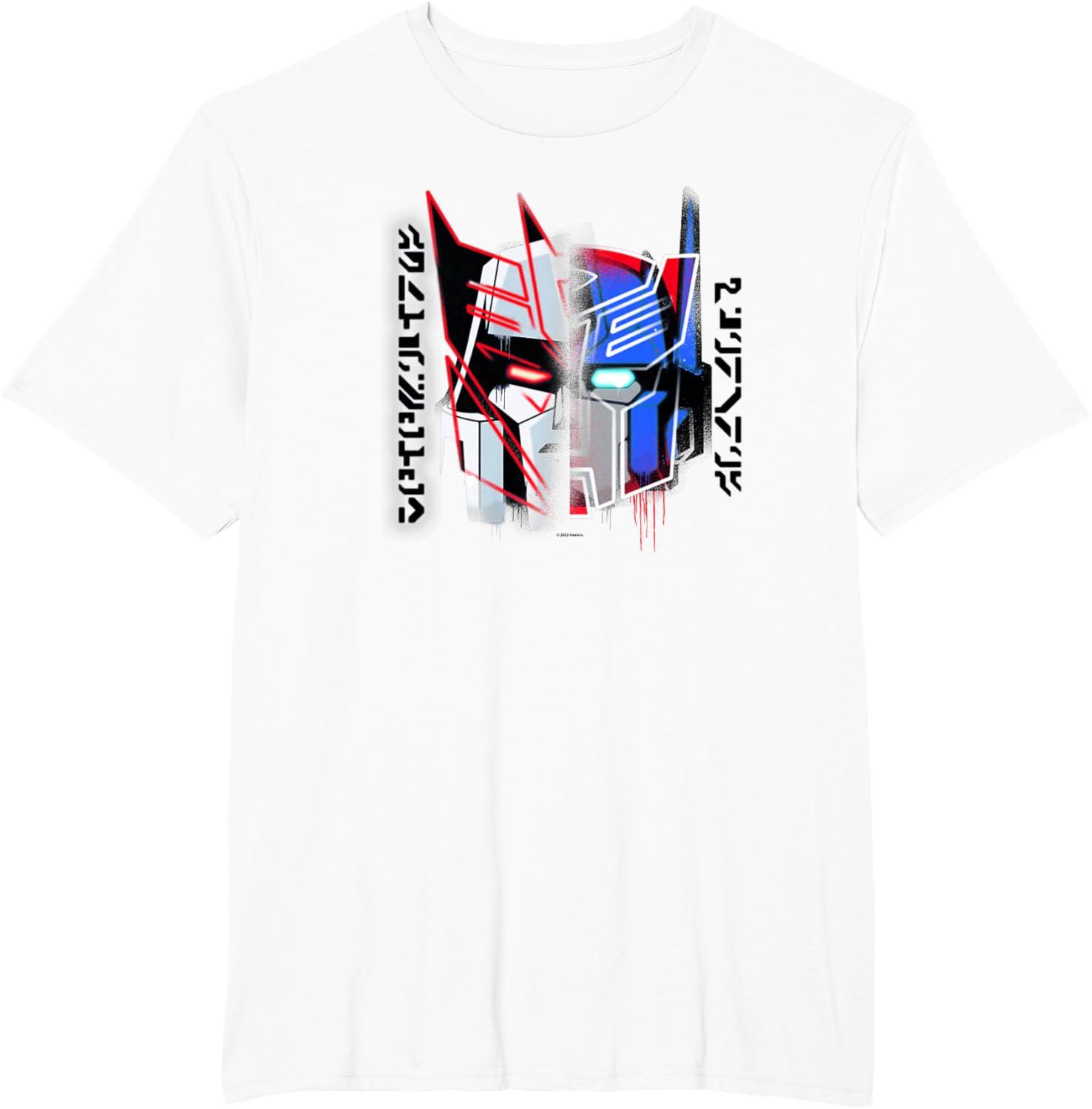 image:imageTransformers Good Vs Evil Split Face Graffiti Retro Poster TShirtWhite