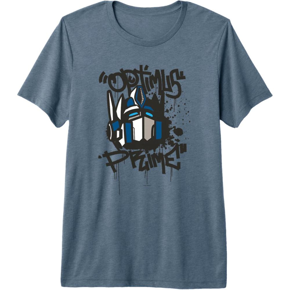 image:imageTransformers Classic Optimus Prime Graffiti Face Portrait Premium Triblend TShirtSlate Grey