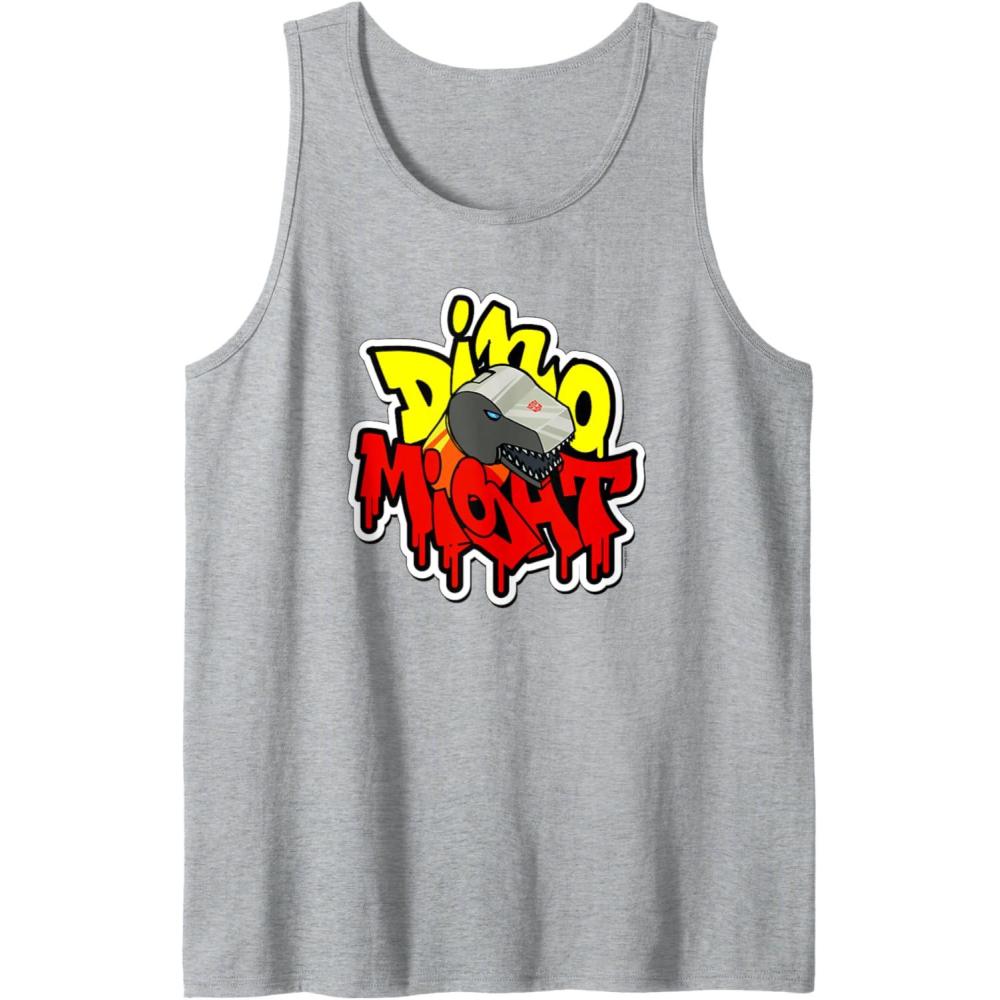 image:imageTransformers Dino Might Grimlock Dripping Graffiti Logo Tank TopHeather Grey