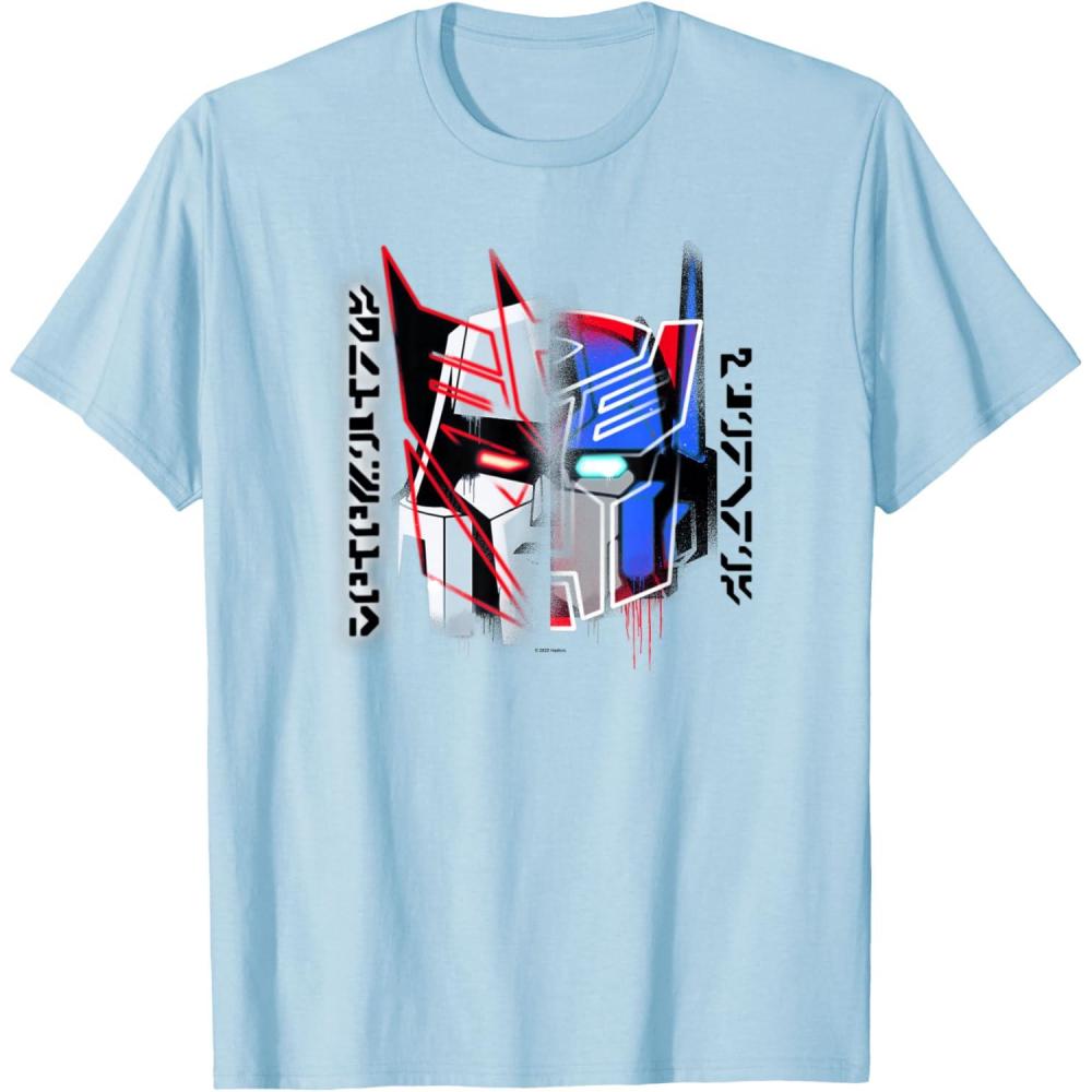 image:imageTransformers Good Vs Evil Split Face Graffiti Retro Poster TShirtBaby Blue