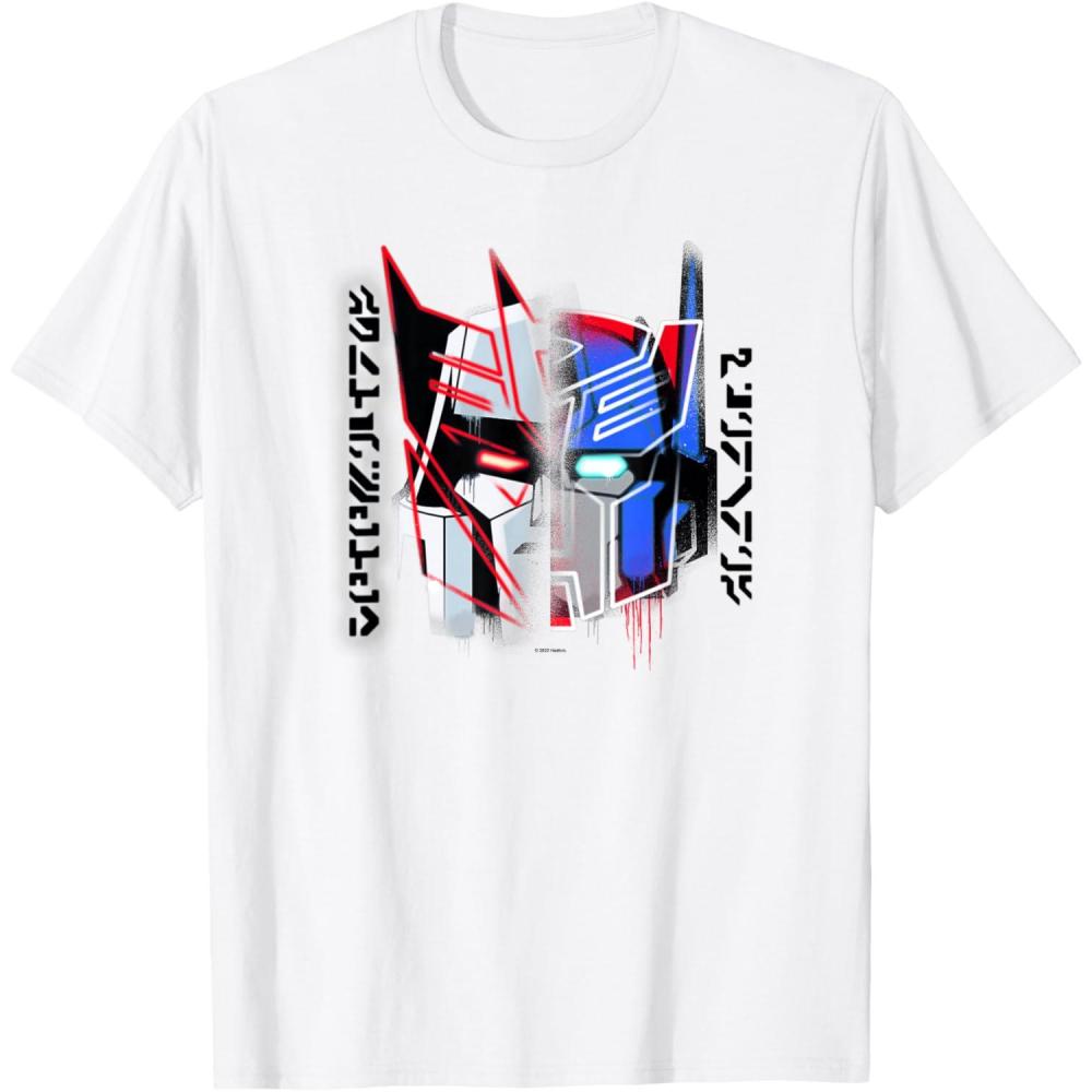 image:imageTransformers Good Vs Evil Split Face Graffiti Retro Poster TShirtWhite