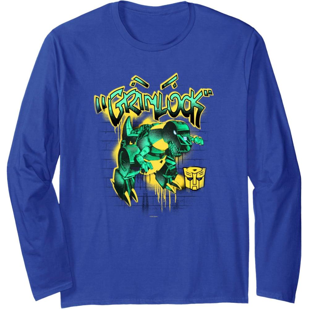 image:imageTransformers Grimlock Dripping Graffiti Wall Retro Portrait Long Sleeve TShirtRoyal Blue