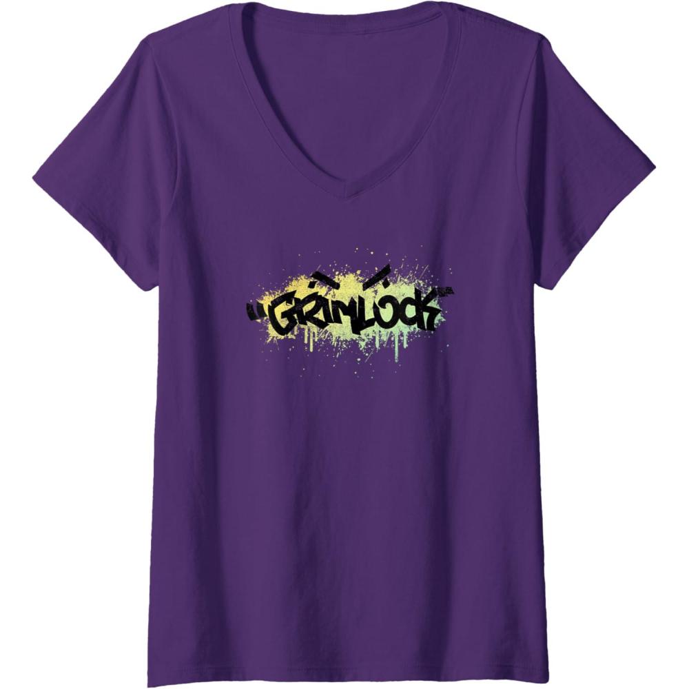 image:imageTransformers Grimlock Urban Style Graffiti Text Logo VNeck TShirtPurple