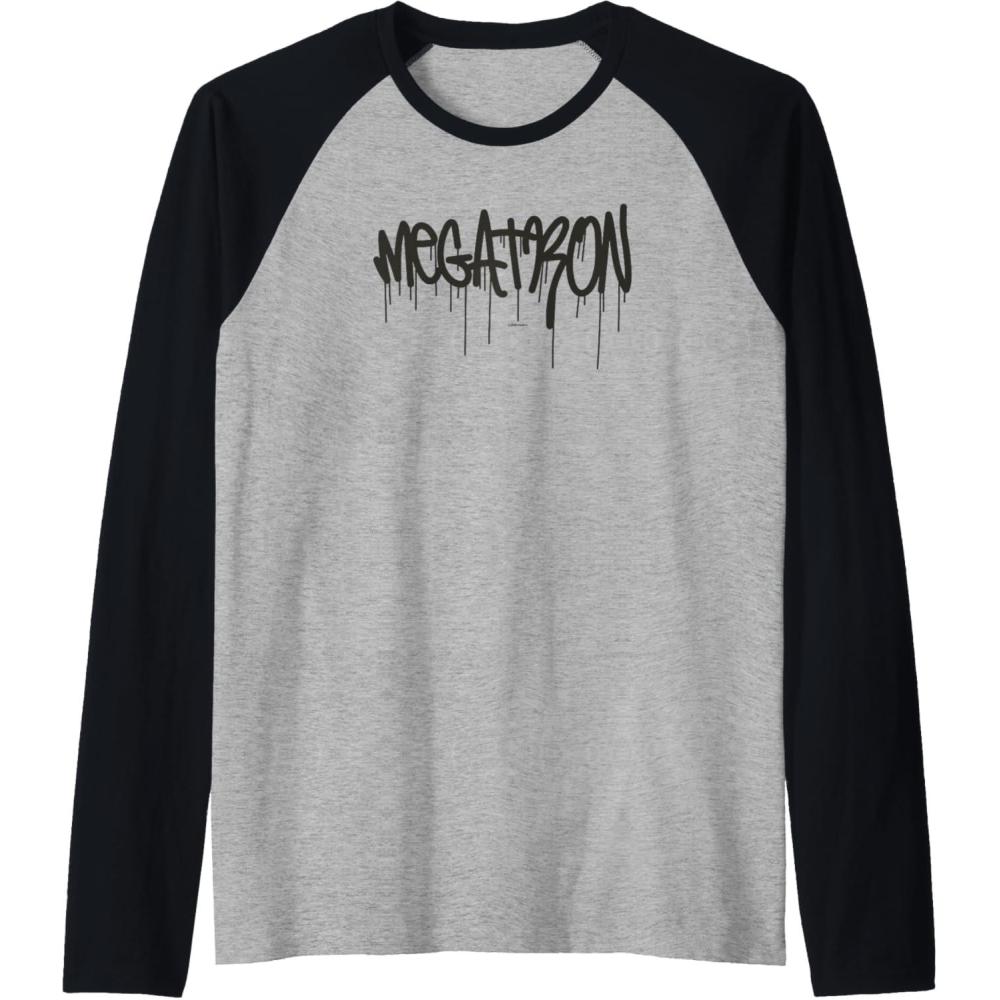 image:imageTransformers Megatron Dripping Graffiti Text Logo Raglan Baseball TeeBlackAthletic Heather