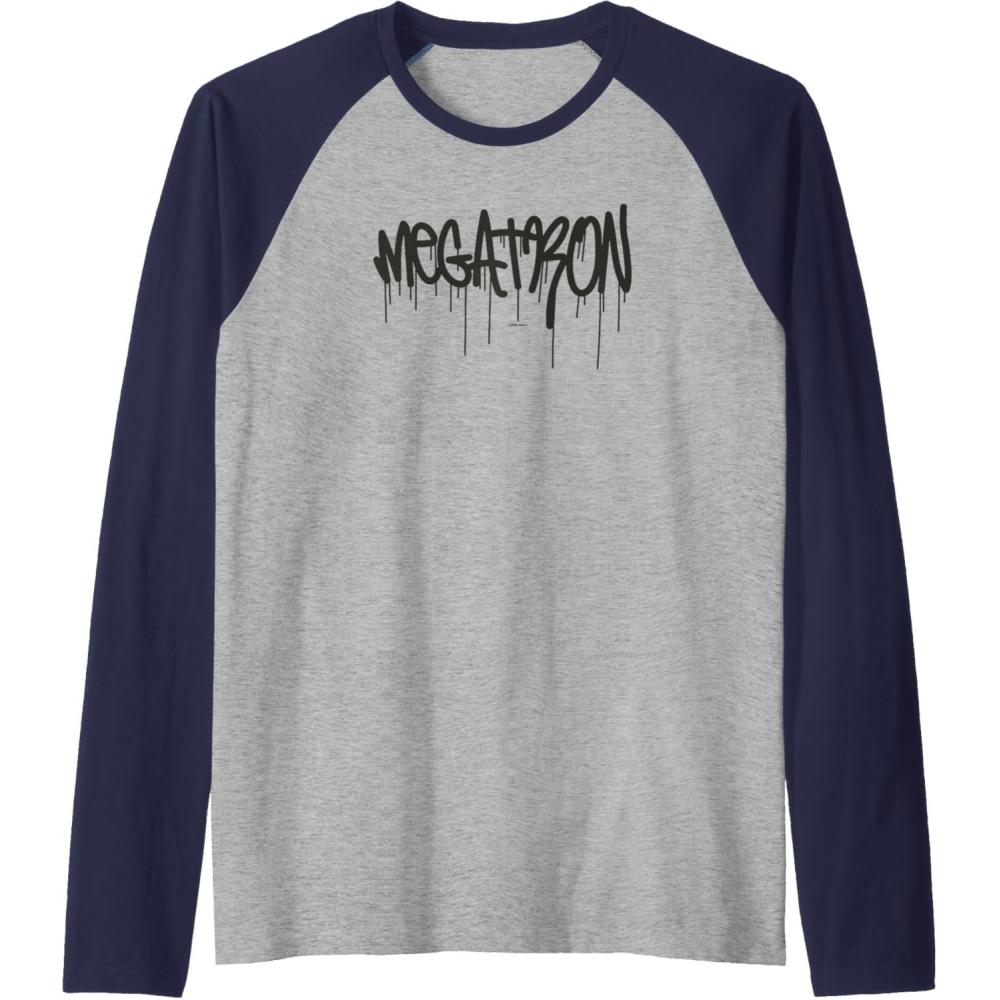 image:imageTransformers Megatron Dripping Graffiti Text Logo Raglan Baseball TeeNavy BlueAthletic Heather