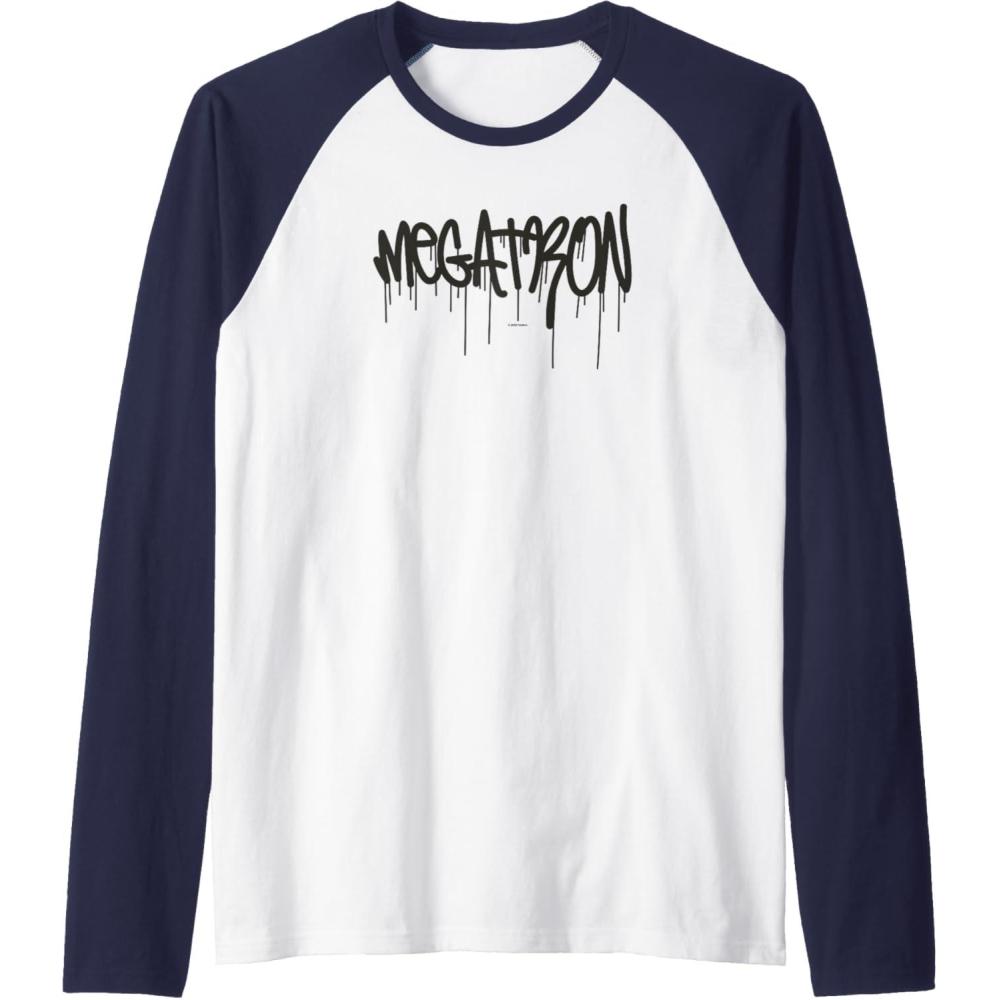 image:imageTransformers Megatron Dripping Graffiti Text Logo Raglan Baseball TeeNavy BlueWhite