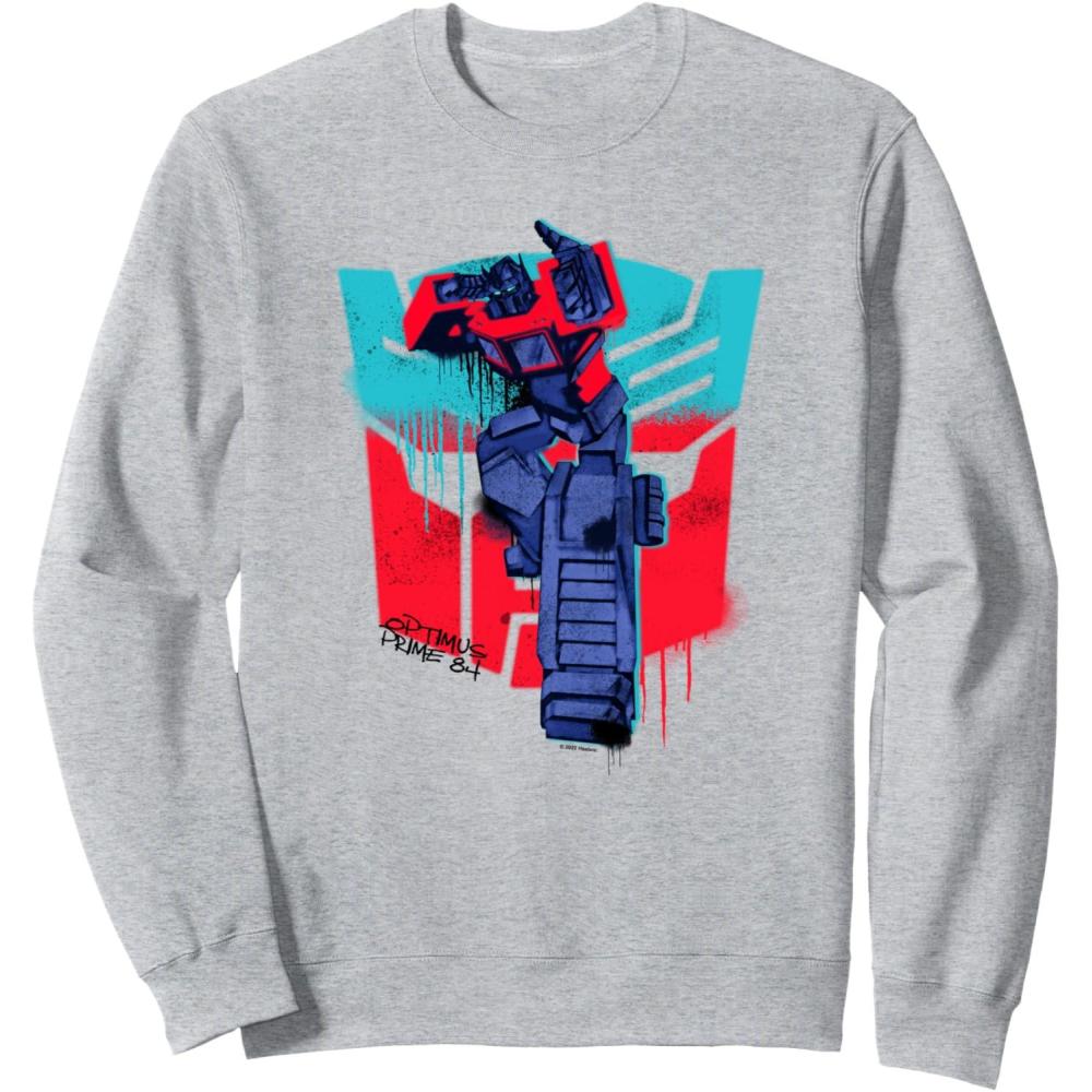 image:imageTransformers Optimus Prime 84 Graffiti Painted Wall Portrait SweatshirtHeather Grey