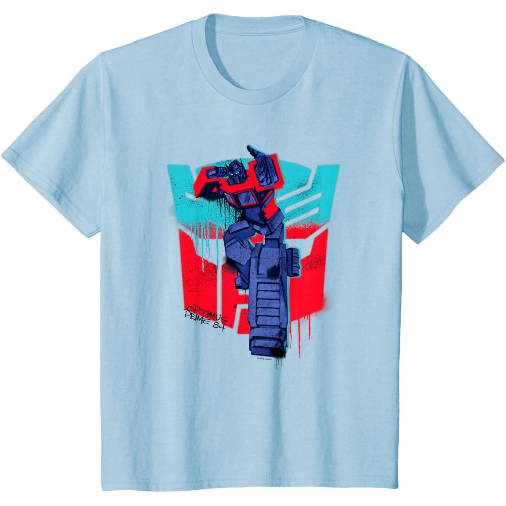 image:imageTransformers Optimus Prime 84 Graffiti Painted Wall Portrait TShirtBaby Blue
