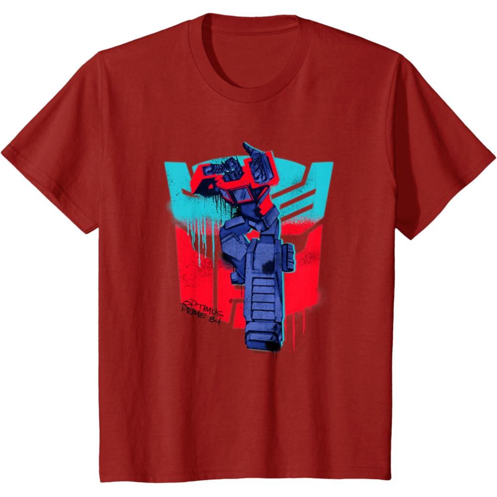 image:imageTransformers Optimus Prime 84 Graffiti Painted Wall Portrait TShirtCranberry Red