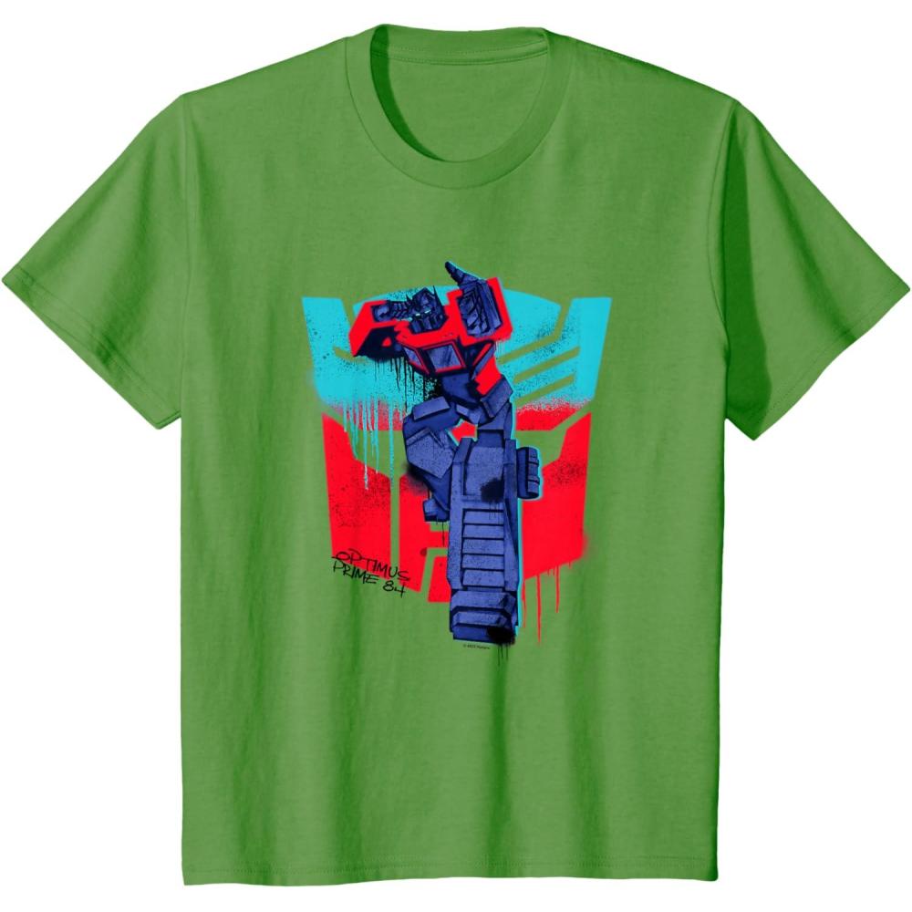 image:imageTransformers Optimus Prime 84 Graffiti Painted Wall Portrait TShirtGrass Green