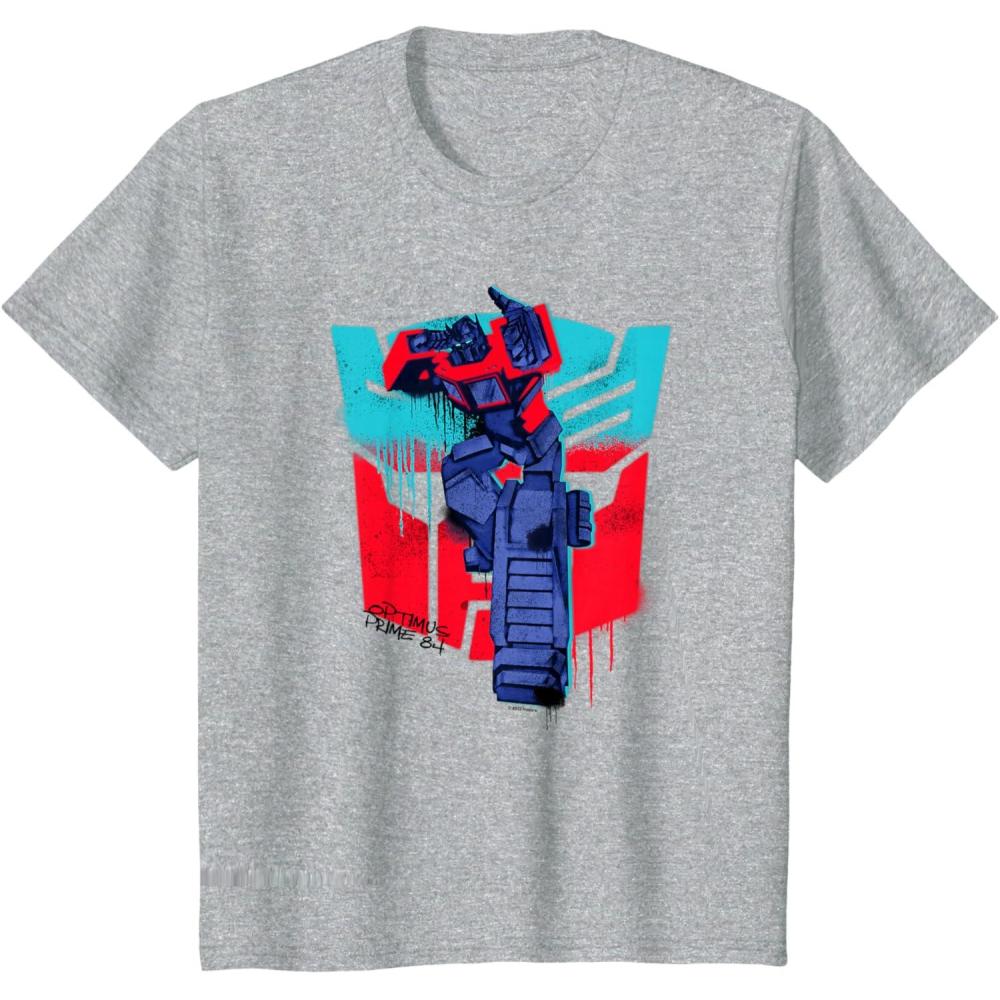 image:imageTransformers Optimus Prime 84 Graffiti Painted Wall Portrait TShirtHeather Grey