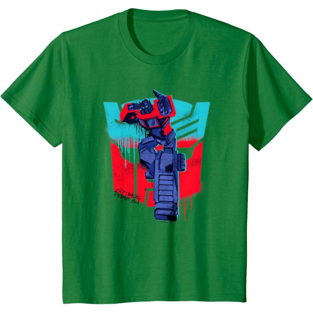image:imageTransformers Optimus Prime 84 Graffiti Painted Wall Portrait TShirtKelly Green