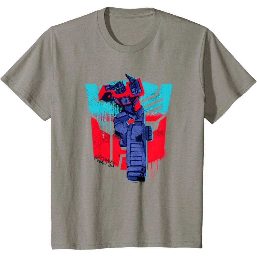 image:imageTransformers Optimus Prime 84 Graffiti Painted Wall Portrait TShirtSlate Grey
