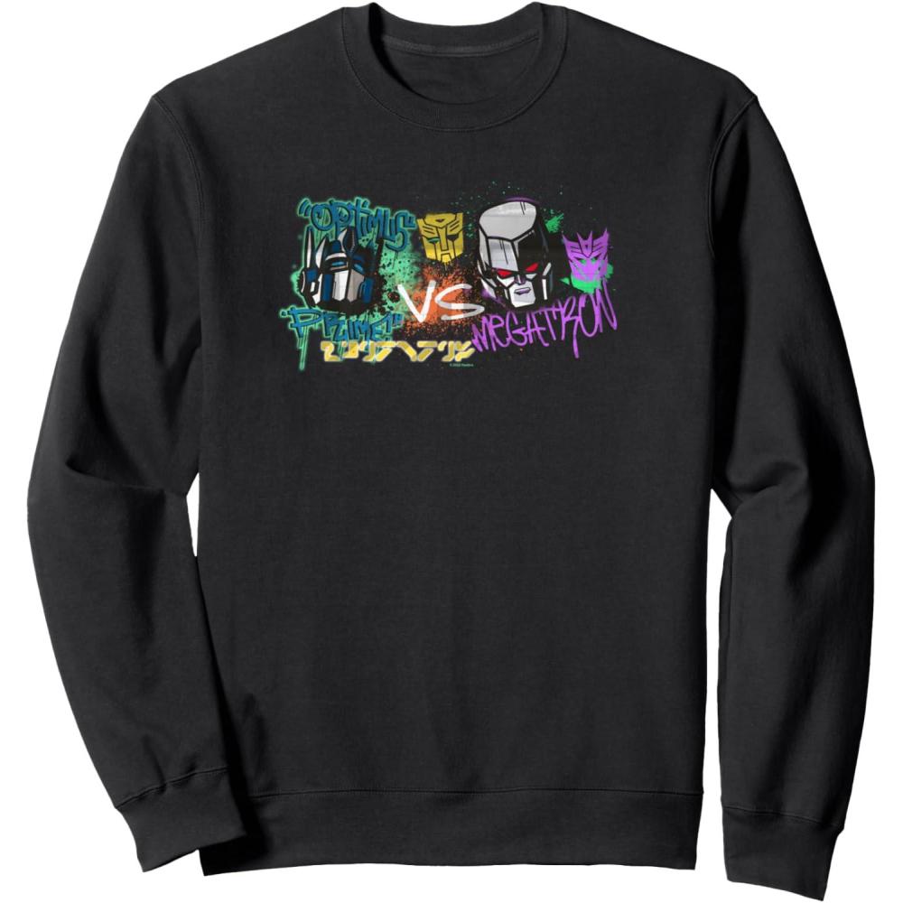 image:imageTransformers Optimus Prime Vs Megatron Retro Graffiti Paint SweatshirtBlack