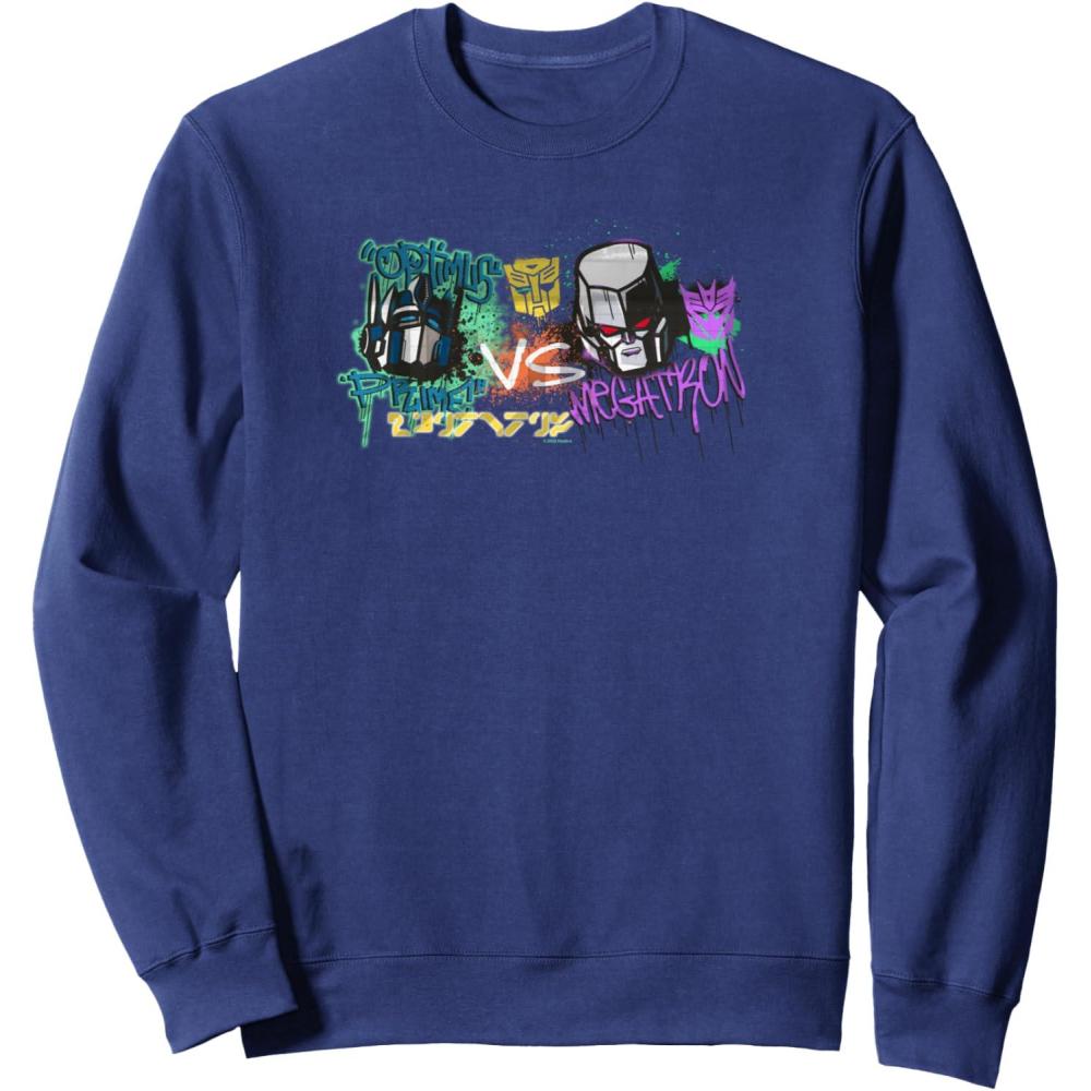 image:imageTransformers Optimus Prime Vs Megatron Retro Graffiti Paint SweatshirtNavy Blue
