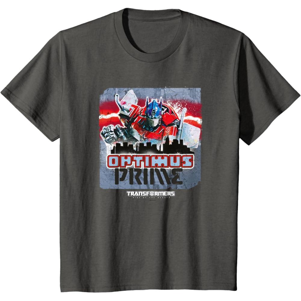 image:imageTransformers Rise of the Beasts Optimus Distressed Shot TShirtAsphalt Grey