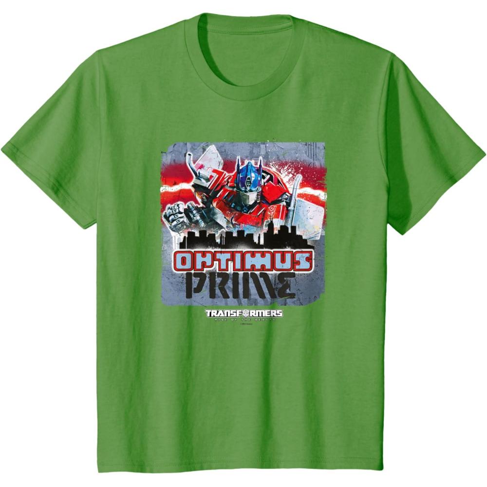 image:imageTransformers Rise of the Beasts Optimus Distressed Shot TShirtGrass Green