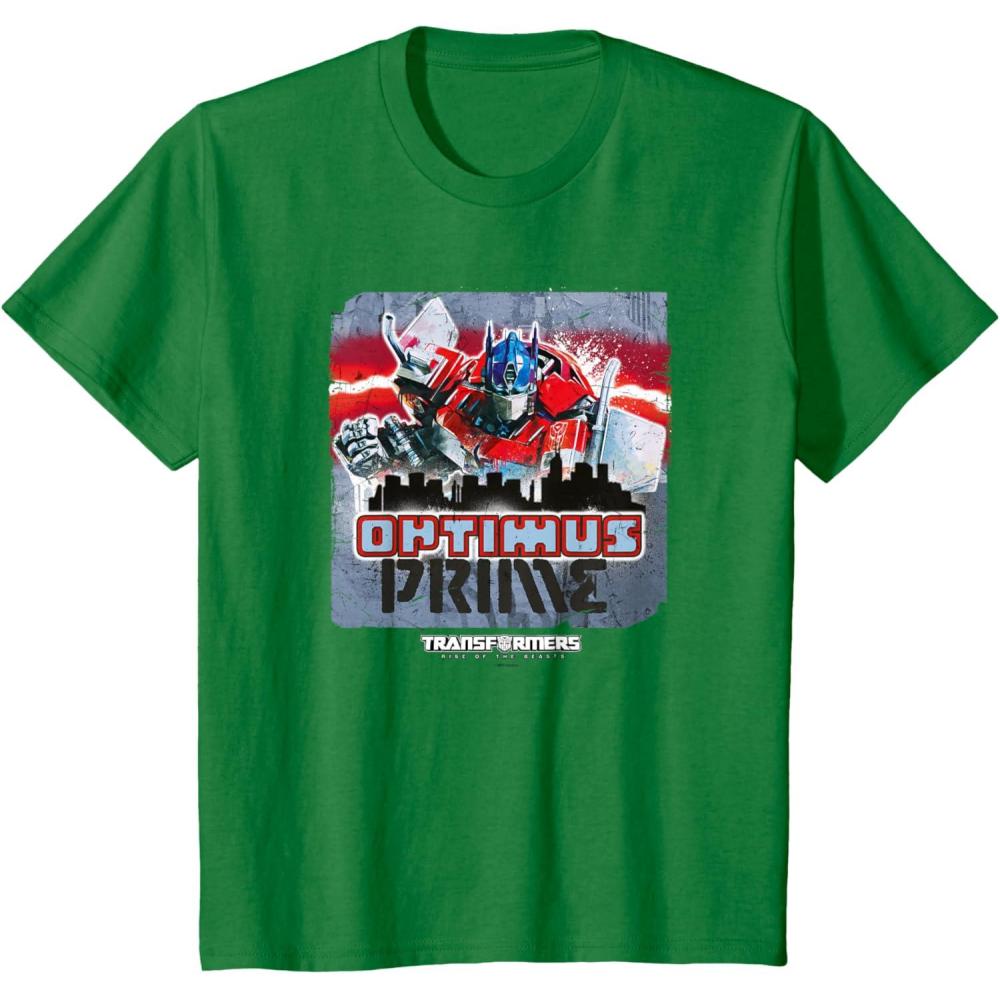 image:imageTransformers Rise of the Beasts Optimus Distressed Shot TShirtKelly Green