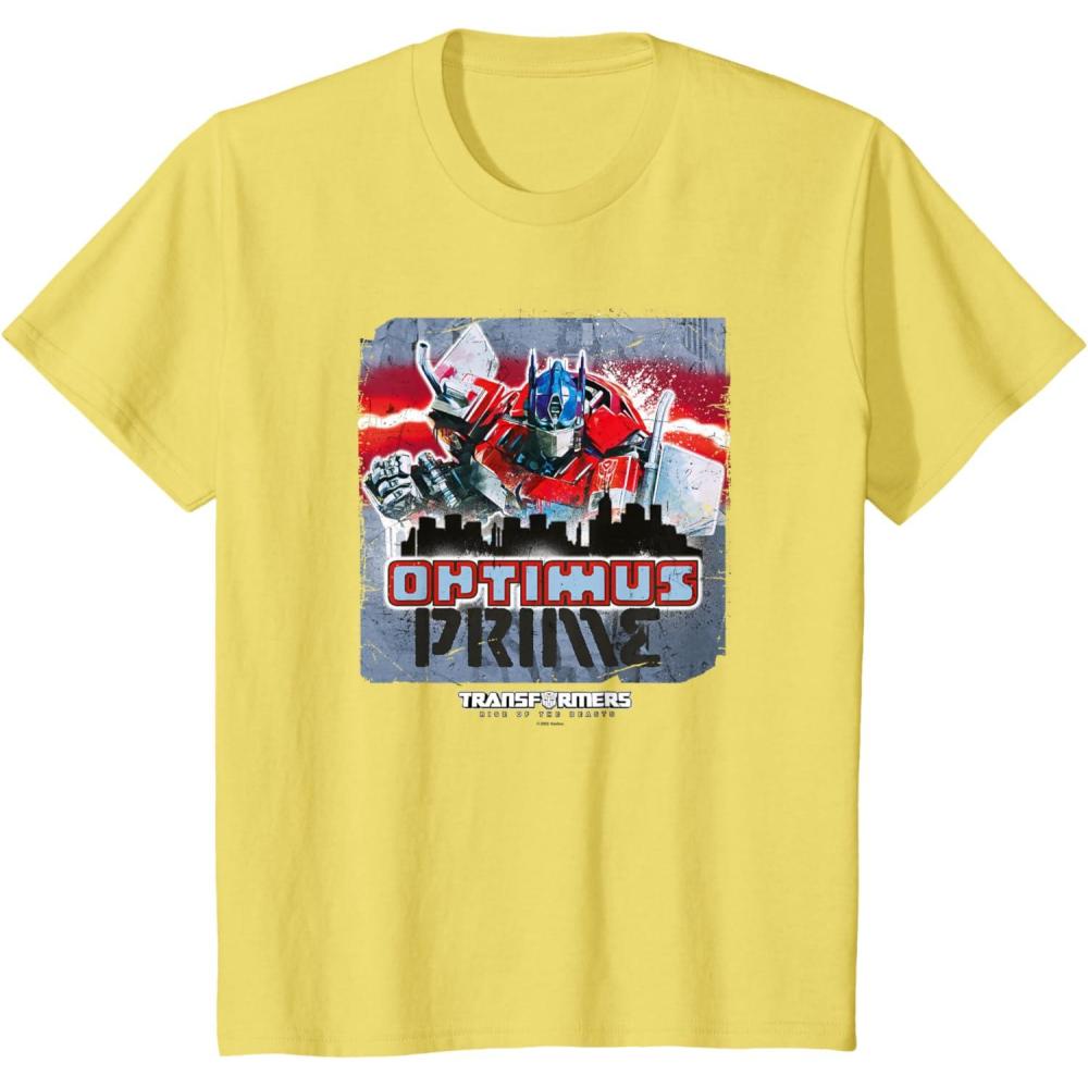 image:imageTransformers Rise of the Beasts Optimus Distressed Shot TShirtLemon Yellow